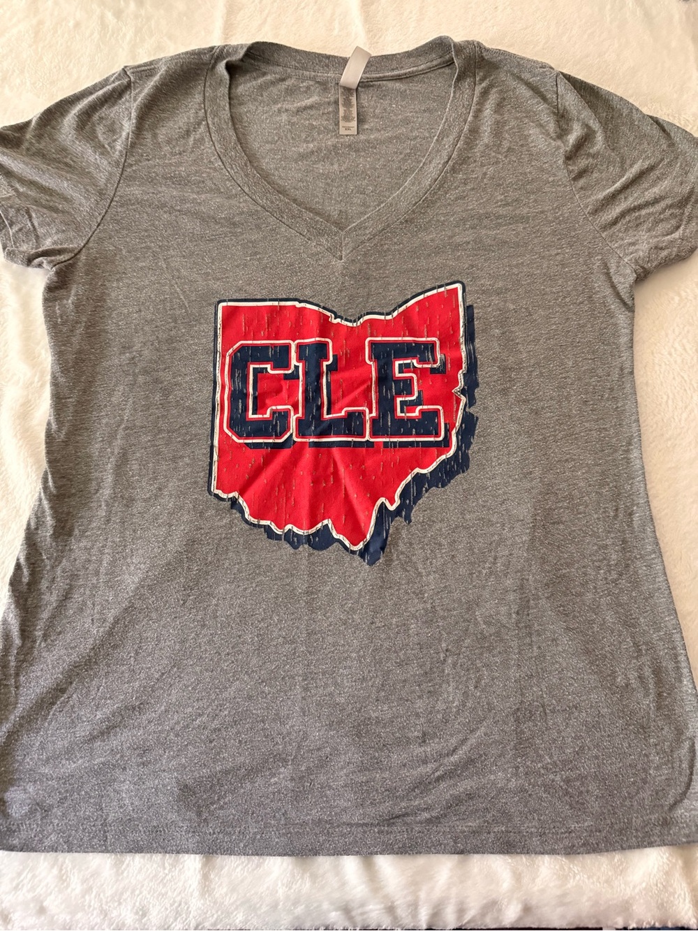 Next Level Grey CLE Cleveland Ohio V-neck T-shirt XXL Women’s